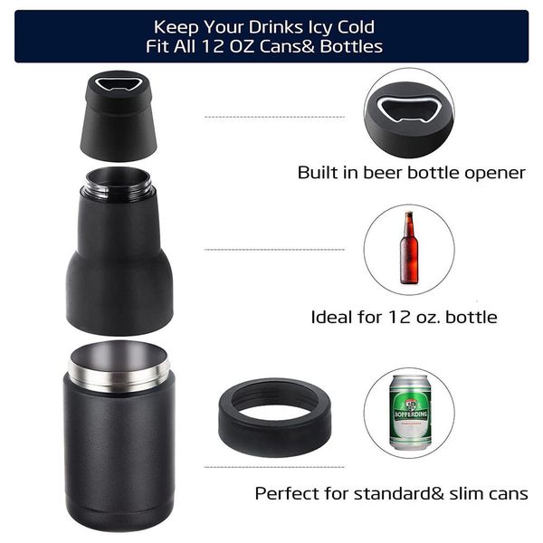 Ice Buckets And Coolers Stainless Steel Beer Bottle Can Cooler Double Layer Insulated Keep Cola Drink Beverage Cold Keeper with Opener 23070