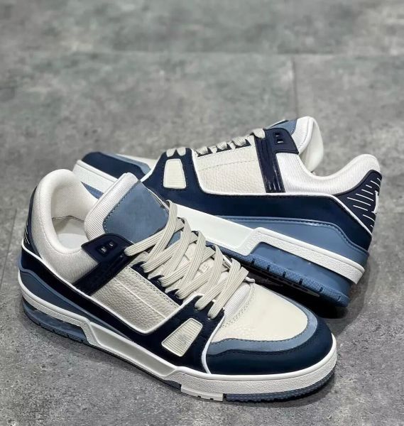 2024 Top Luxury Vintage Sneakers Shoes Men Grained Calf Leather Rubber Sole Abloh Basketball Lace-up Party Wedding Trainers Virgil Skateboar