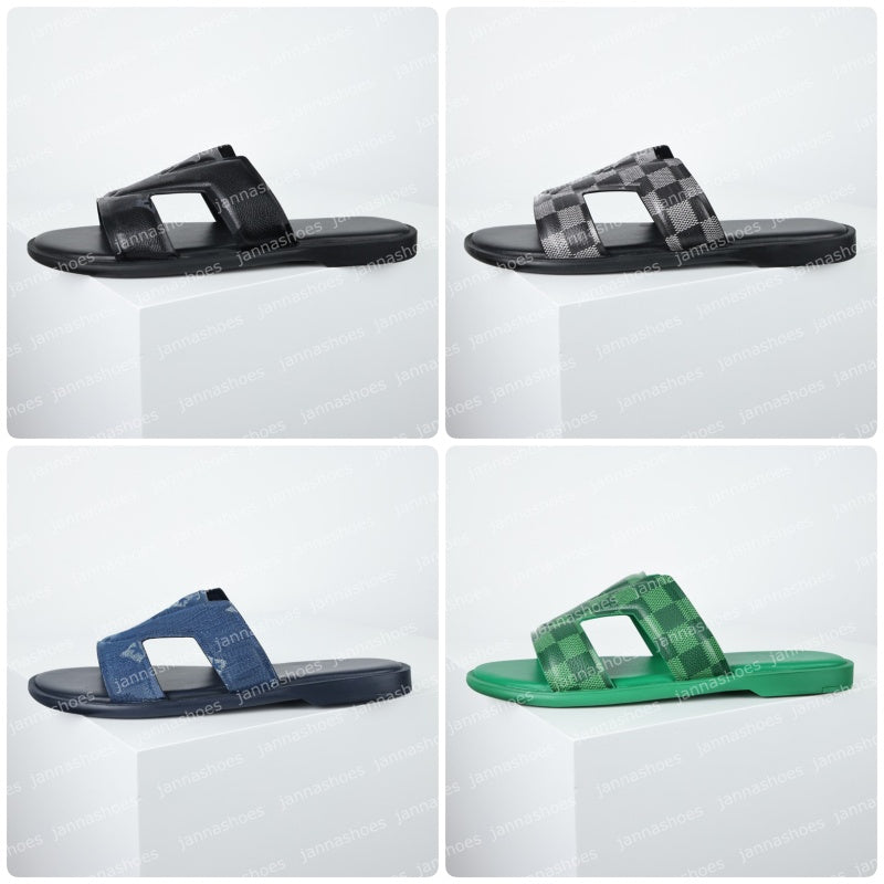 Men Slippers Designer Leather Sandals Flip Flop Men Slippers Lazy Large Beach Sandals Slides Summer Flat mule Scuffs Sandal Size 38-45