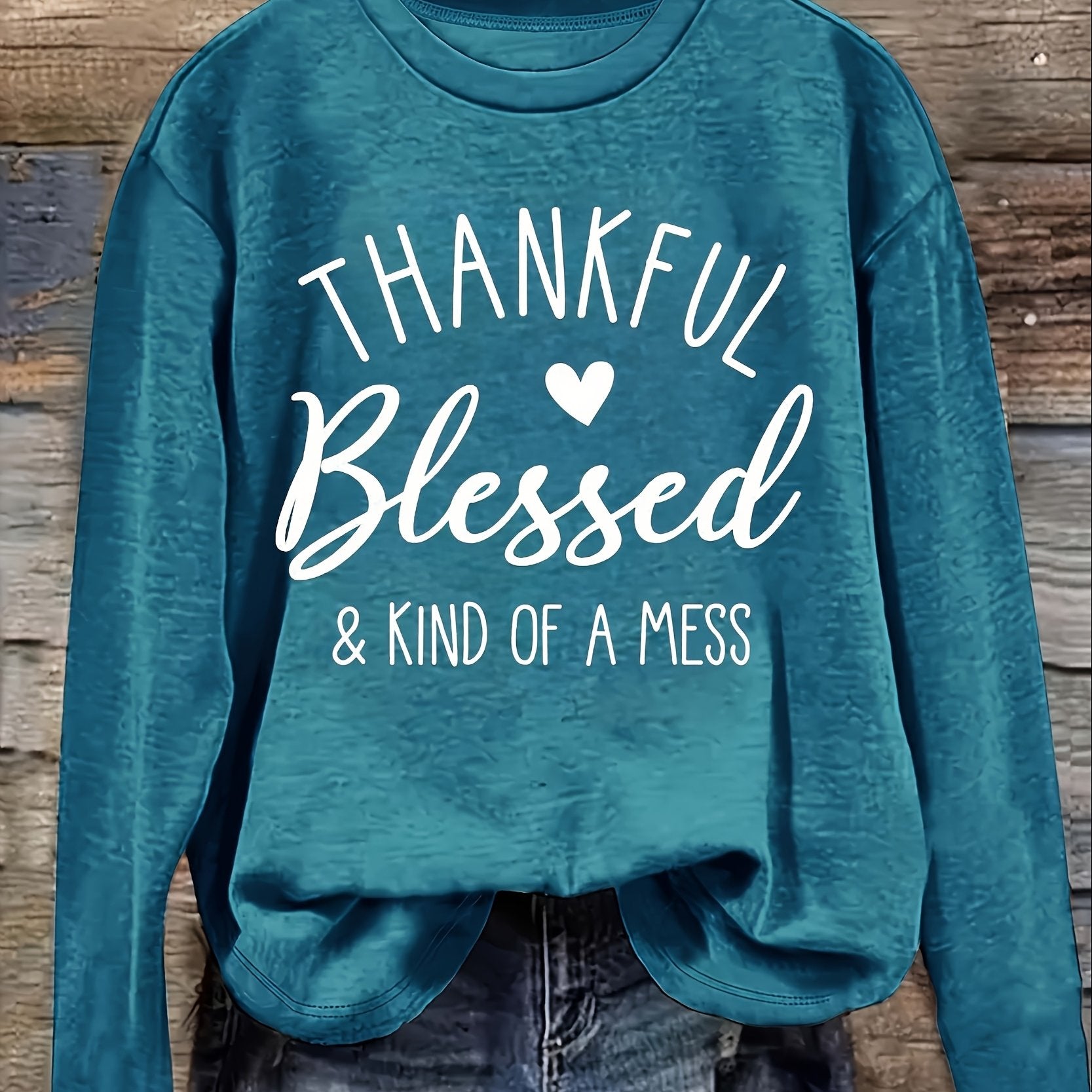 TEMU Plus Size, Round Neck Long Sleeve Loose , Spring-autumn Base Layer T-shirt – Casual Attire-home Use, Machine Washable, T Shirt For Plus Side