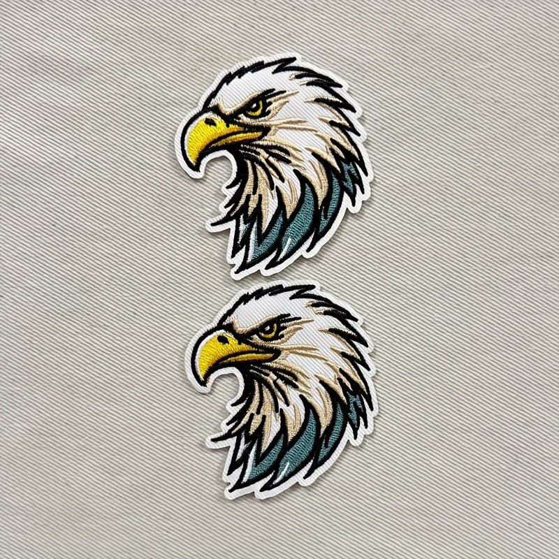 TEMU 2pcs Cartoon Eagle Head Pattern Badge Patch Embroidery Patch For Handbag, Hat, Pants, Clothing, Diy Patch Decoration, Back Glue, Adult Computer
