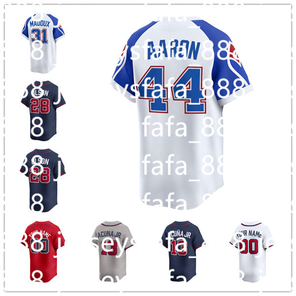 Braves Jersey Ronald Acuna Jr. Chipper Jones Hank Aaron Austin Riley Dale Murphy Matt Olson Spencer Strider Marcell Ozuna Ozzie Albies Chris Sale Cu