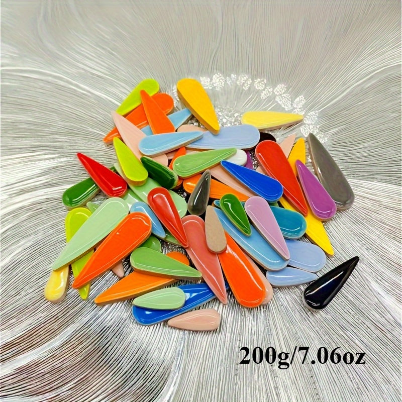 TEMU 200g-7. 06oz Colorful Petal-shaped Water Drop Diy Mosaic, Suitable For Home Decoration, Background Wall Decoration, Mural Creation, And