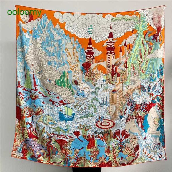 Hemres Designer Scarves Cosmic Atlas Women&#039;s Autumn and Winter Versatile Mulberry 140 Square Shawl Hangzhou Silk Scarf