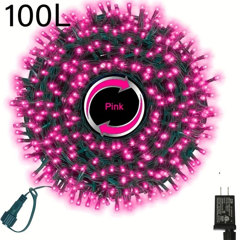 TEMU Lamphome 33ft Pink Led Fairy Lights, Bulbs, 11 , Copper Wire, Us Plug, 110v, Plug Powered, No Battery, For Christmas Tree, Wedding, Party