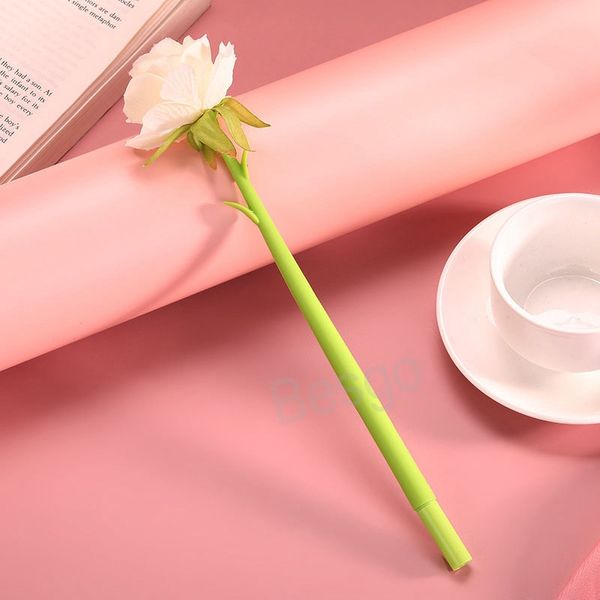 Silicone Rose Flower Gel Emulation Roses Student Writing Pen Advertising Signature Pens School Office Festival Gift Boligrafos De Gel Con Fo