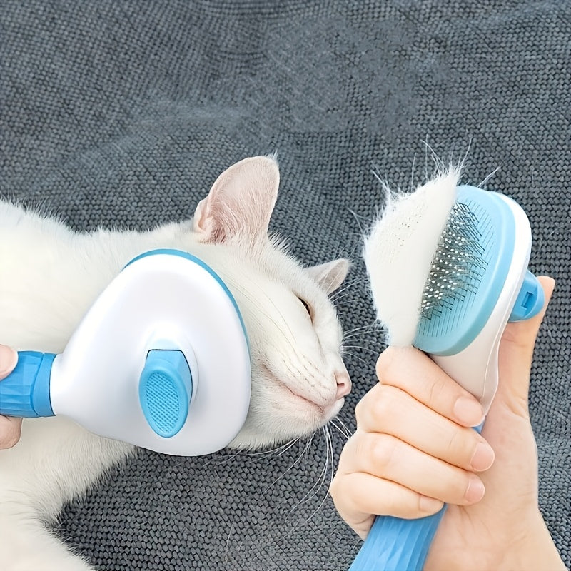 TEMU Self-cleaning Pet Grooming Brush For - Purple , Easy Hair Removal & Massage Tool For Long-short Hair, Dehairing Comb, Loose Undercoat Remover,