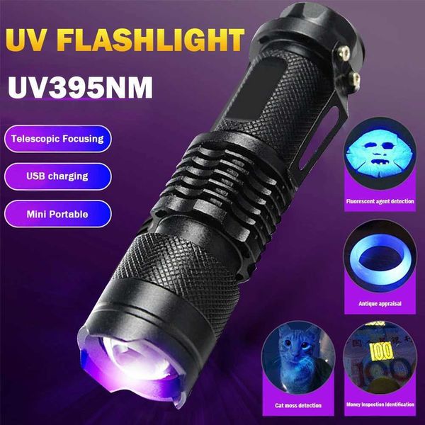 365-395nm Mini LED Flashlight traviolet UV Portability Lamp Urine Stains Detector Light Torch Dryer hine Nail Art Tools Z250111