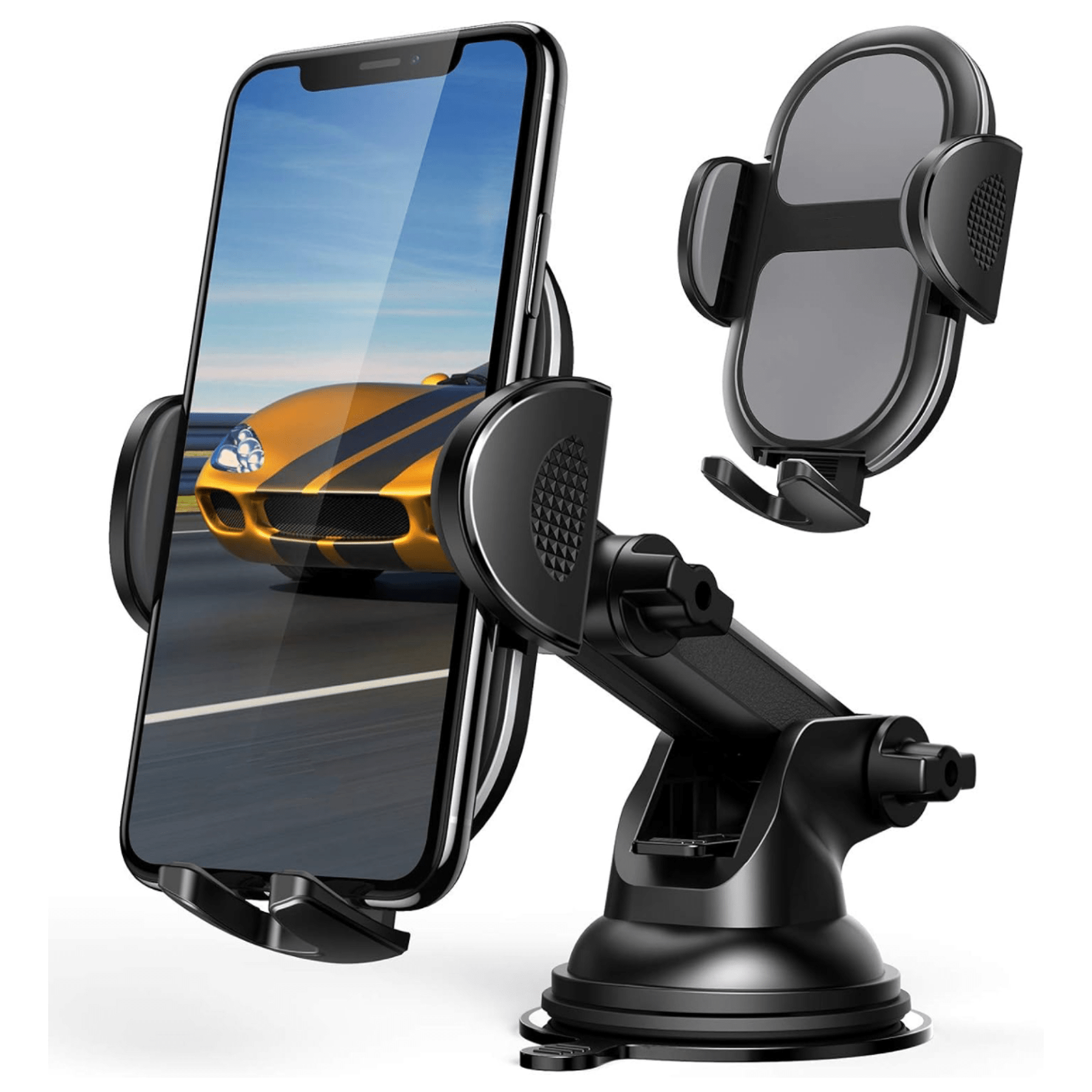 TEMU 2-in-1 Car Phone Holder Mount Phone Mount For Car Dashboard Universal Fit For Smartphones Suction Hands Free Cellphone Holder Clip Adjustable