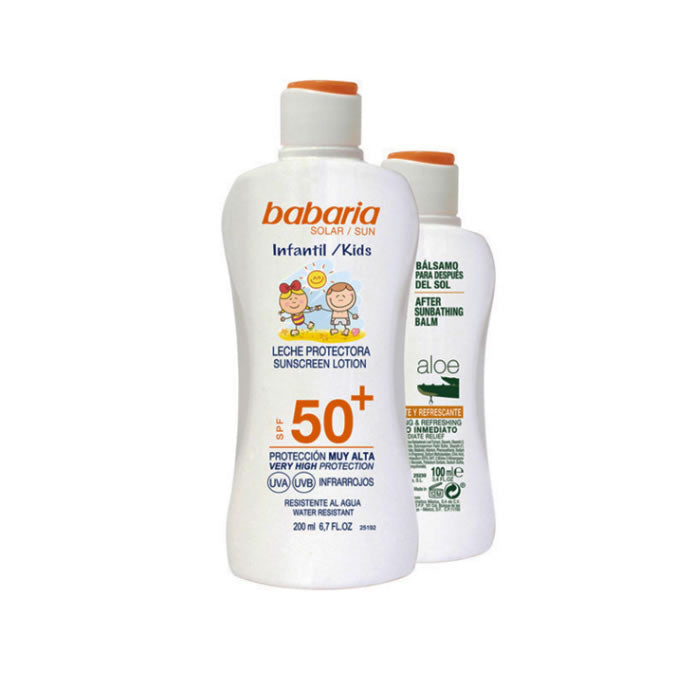 Babaria Crema Solar Infantil Loción Hidrofugante Spf50 200ml Set 2 Piezas