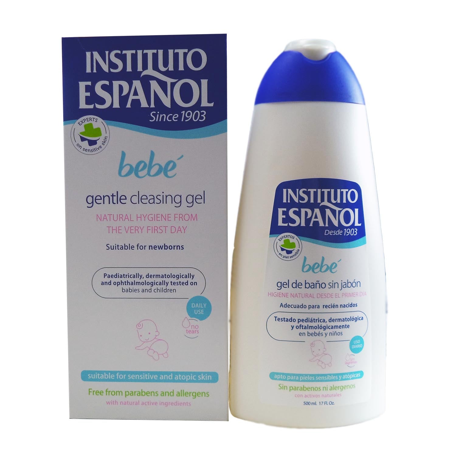Instituto Español Babygel utan tvål Känslig hud Nyfödd utan allergener 500ml