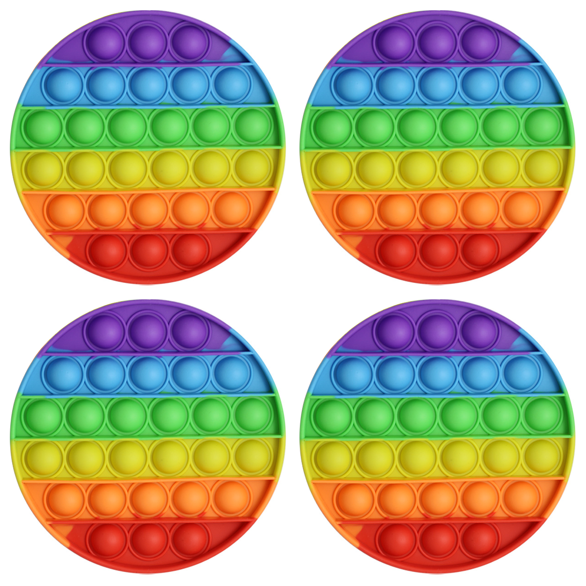 Anti-Stress Rainbow Bubble Pop-It Fidget Toy (1- to 5-Pack) - (4 Pack) Rainbow Bubble Popper Toys