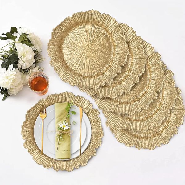 event party decoration Round 13&quot; (about 33.0 cm) Gold Charger Plates for Dinner Plates Weddings Elegant Decoration 202303