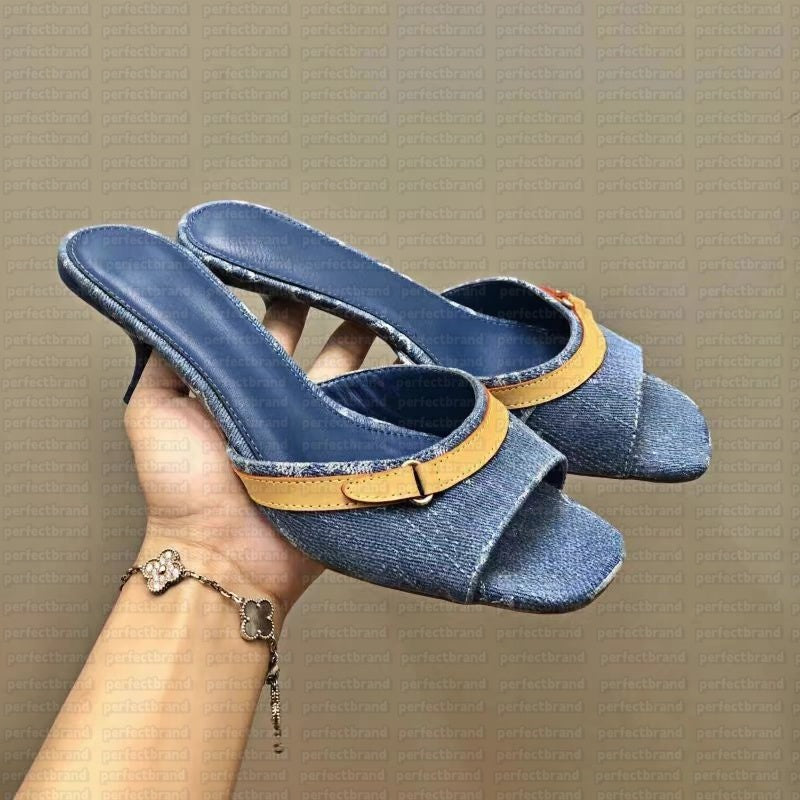 Heels designer shoes With box Women blue black brown Nude Sandals Real Leather High heels shoes woman designer Woman Kitten Heel Female Designer Wom