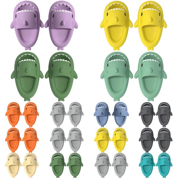 Summer Home Women Shark Slippers Anti-skid EVA Solid Color Couple Parents Outdoor Cool Indoor Household Funny Shoes 159