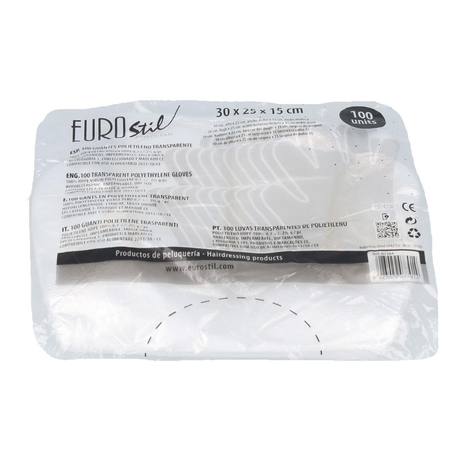 Gants jetables transparents Eurostil 100un