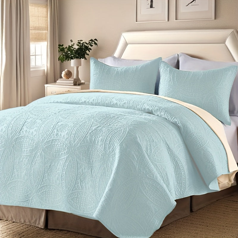 TEMU Bed Cover Quilt Set - Comfortable And Lightweight, Includes 1 Bed Cover + 2 Pillowcases (no Filling), Skin-friendly Bedding For Bedroom And -