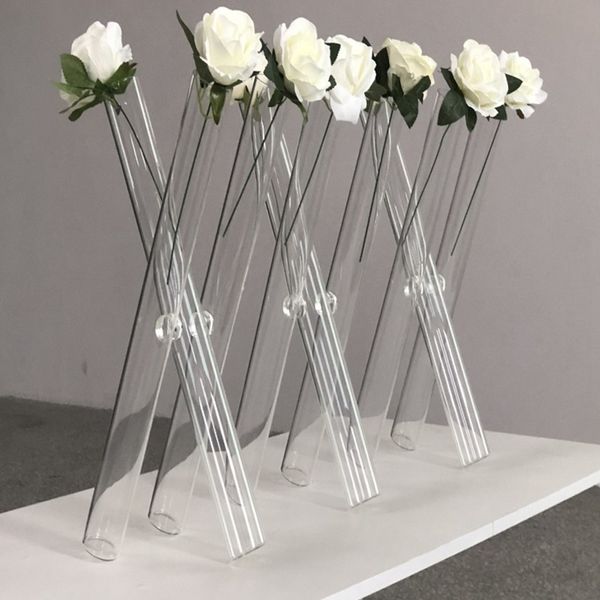 Decoration Acrylic Floor Vase Clear Flower Vase Table Centerpiece For Marriage Vintage Floral Stand Columns For Wedding Decoration cylinder