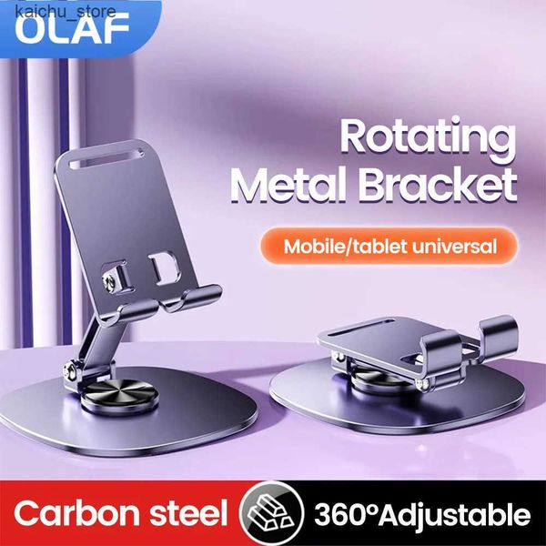 Cell Mounts Holders Olaf Universal Metal Foldable Desk Mount For Mobile Tablet 360 Adjustable Phone Holder Stand J241217