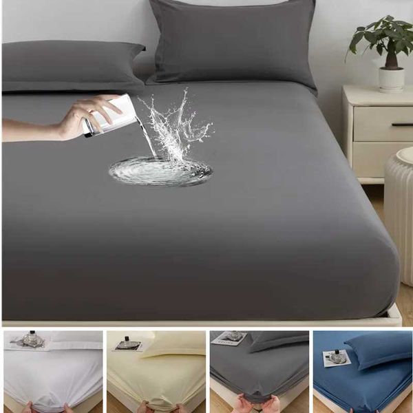 Bed Sheet Waterproof bonding bedding solid color mattress protection elastic bedding household bedding (without pillowcase) M241018