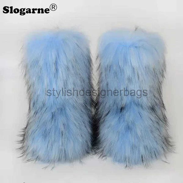 Botas femininas de inverno de inverno Raccoon Snow Plus Warm Luxury Shoes Fashion Sapatos fofos coloridos Boes H241123