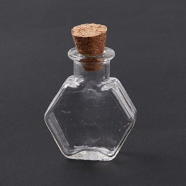 Hexagon Dollhouse Miniature Glass Cork Bottles Ornament