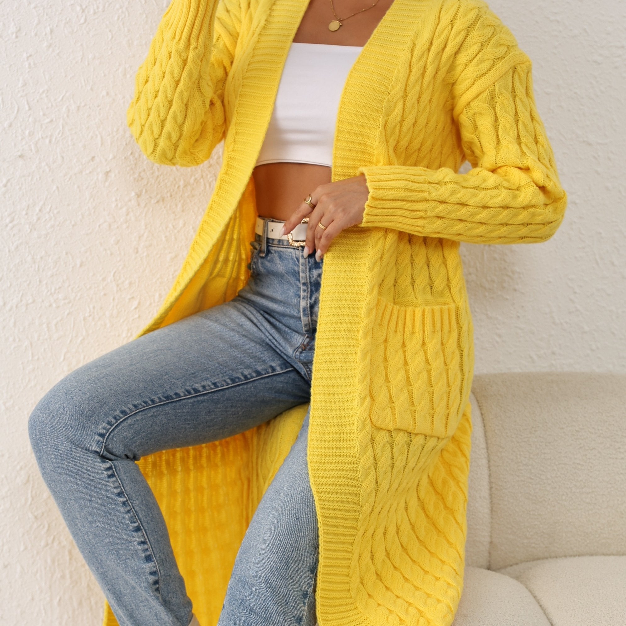 TEMU [elegant Orientation] Autumn And Winter Straight Tube Sweater Jacket Cardigan, Pocket Long Sweater Elegant Casual Women's Clothing