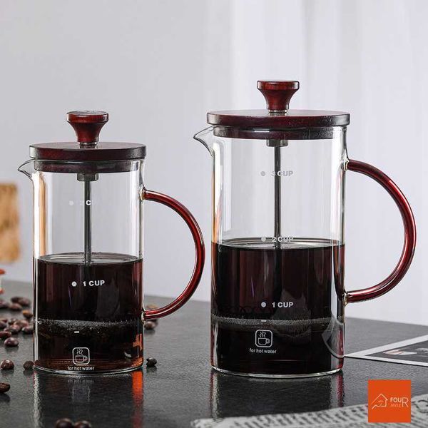 Coffee Pots French Coffee Machine Press Filter Tea Brewery Coffee Maker Teaware Simple Pressure Glass Pot Coffee Maker Hand Punch Pot Tea Ma