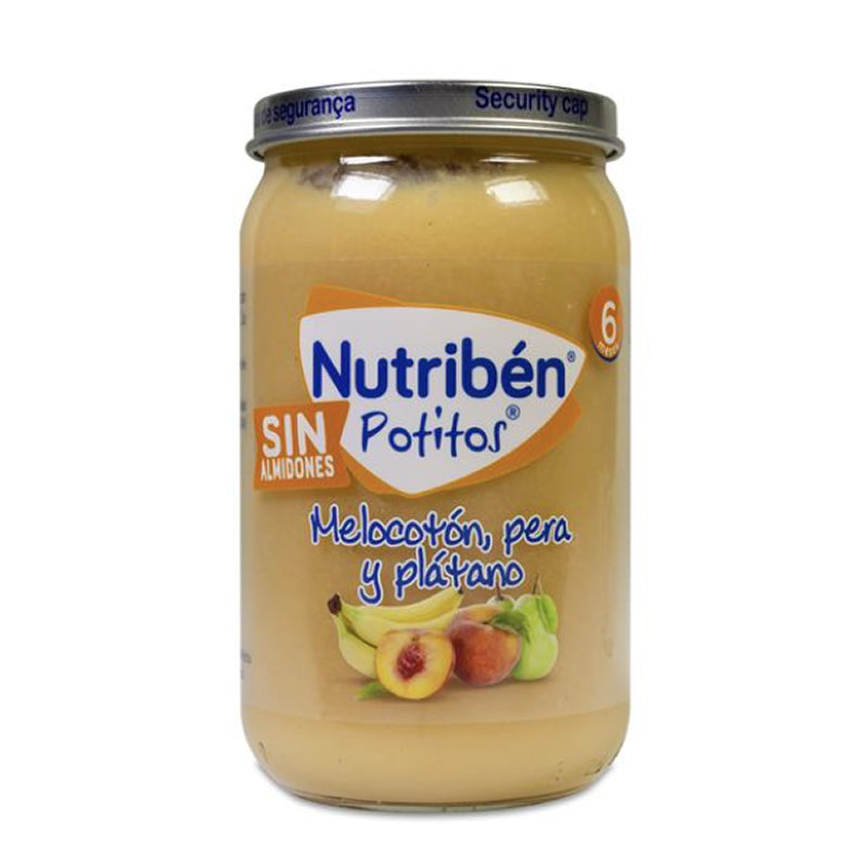 Fersken, pære og banan i et glass Nutribén 235 g