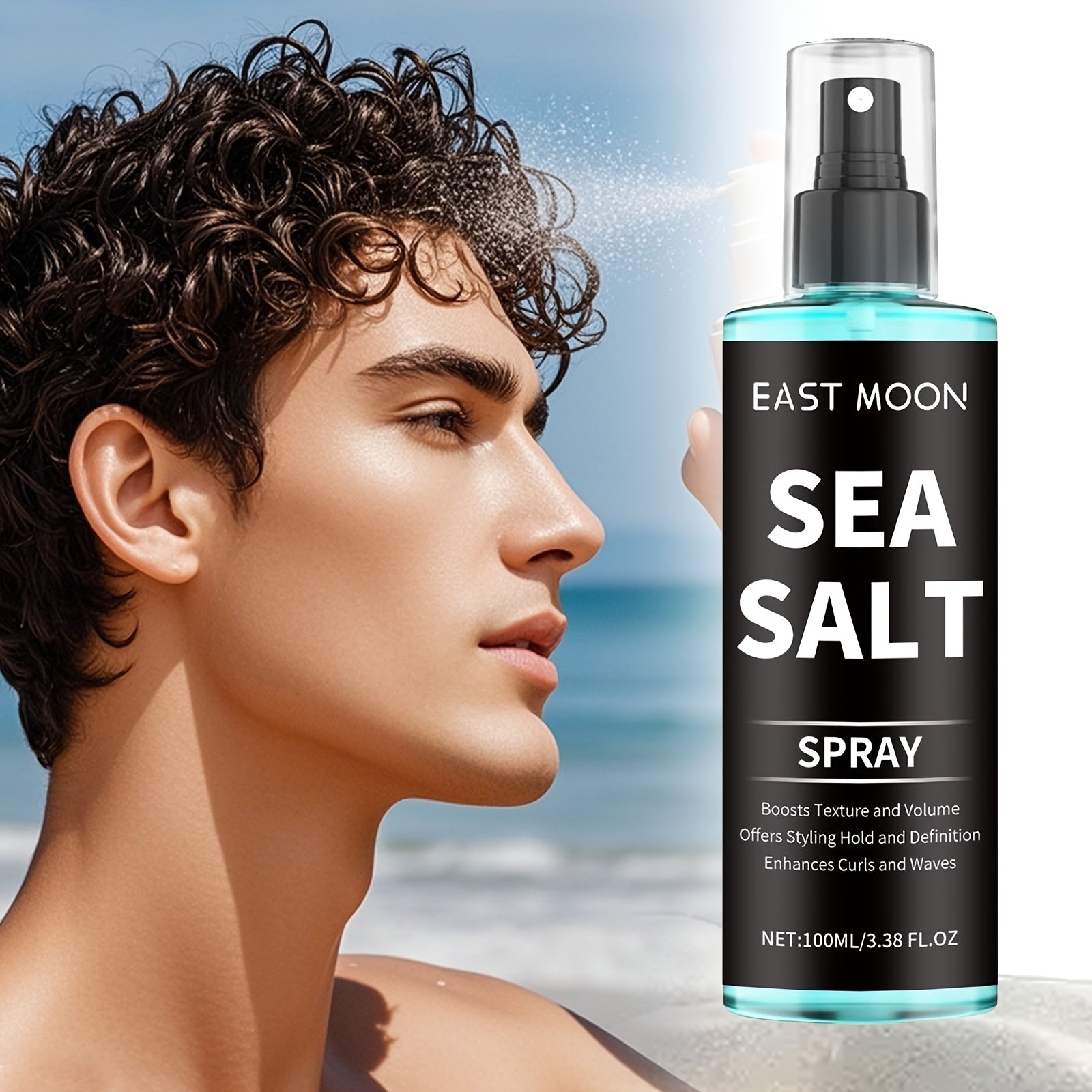TEMU 3.38oz-100ml Sea Salt , Enriched With Sea And Seaweed Extracts For All Hair Types, Adds Volume And Texture Spray, Refreshing And Long-lasting