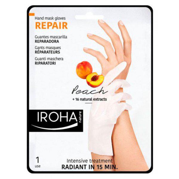 Guantes reparadores enmascaran manos y uñas. Iroha Nature Durazno