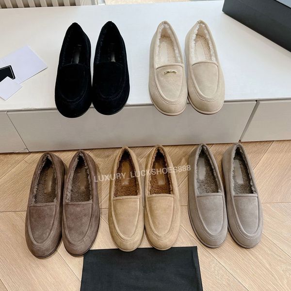 top High quality suede fur loafers Flat shoes slip on shoes furry fluffy Dress shoes for womens Luxury designer loafers for womens Factory f