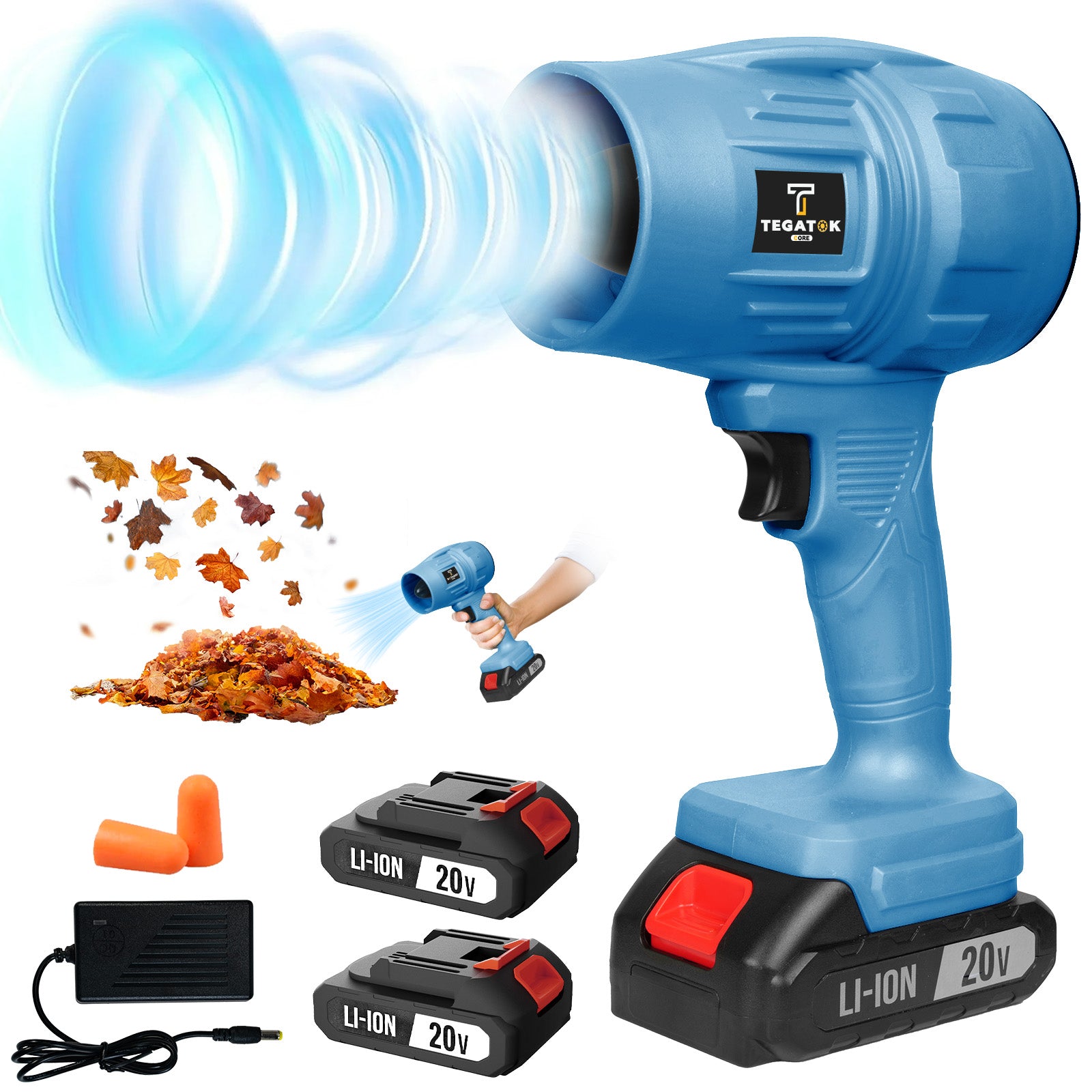TEMU 20v 2.0ah Cordless Blower & Dryer - 20000rpm Handheld Leaf Blower, Snow Blower, Dust Remover, Car Dryer With Lithium-ion, Voltage 110-240v,