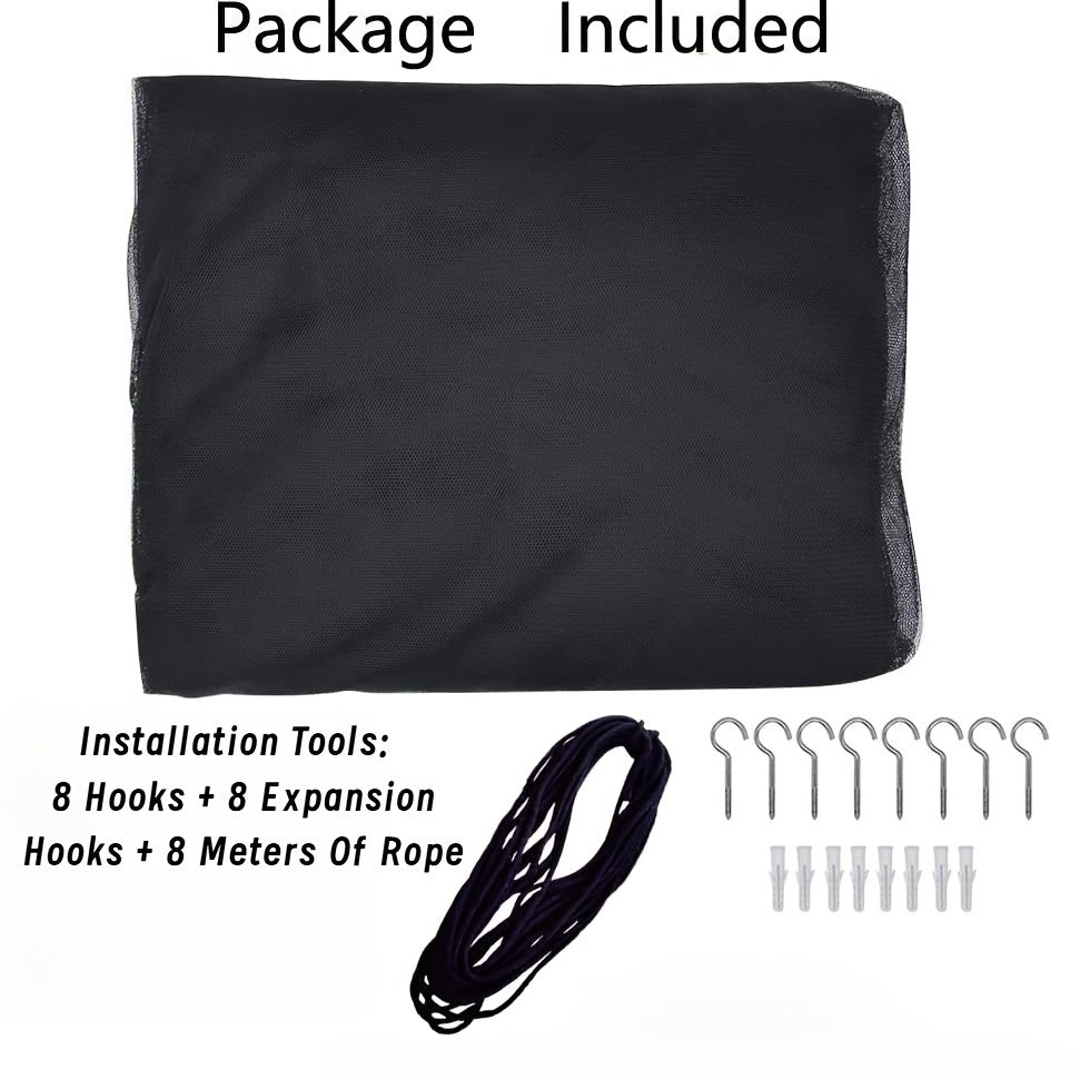 TEMU 4 Corner Net Black Canopy With 8 Hooks + 8 Expansion Hooks + 8 Meters Of Rope Operated, Bed Curtains For Full-queen-king Size Bed Halloween