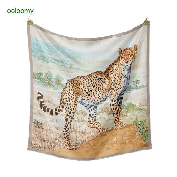 Hemres Designer Scarves Leopard Spring and Autumn Decorative Printing Leisure Four Seasons Universal Female Flower Square Plain Skin Scarf