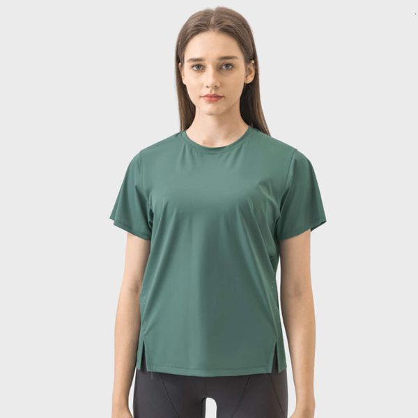 2025-Camisetas de ioga Mulheres Quick Dry Tops Treping Trekout Gym Tees feminino Manga curta Esportes de fitness camisetas camisetas