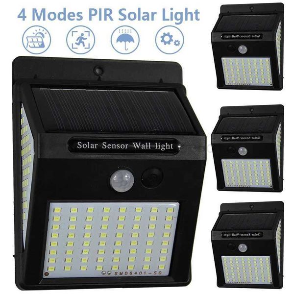 Solar Wall Light Outdoor PIR Motion Sensor Garden Wall Lamps LED Smart Lighting 4 Modes Waterproof Spotlights with Solar PanelCL240722