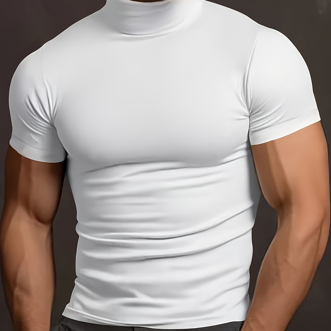TEMU Men's Summer Slim Fit Short Sleeve Shirt, Men's Muscle Sportswear
