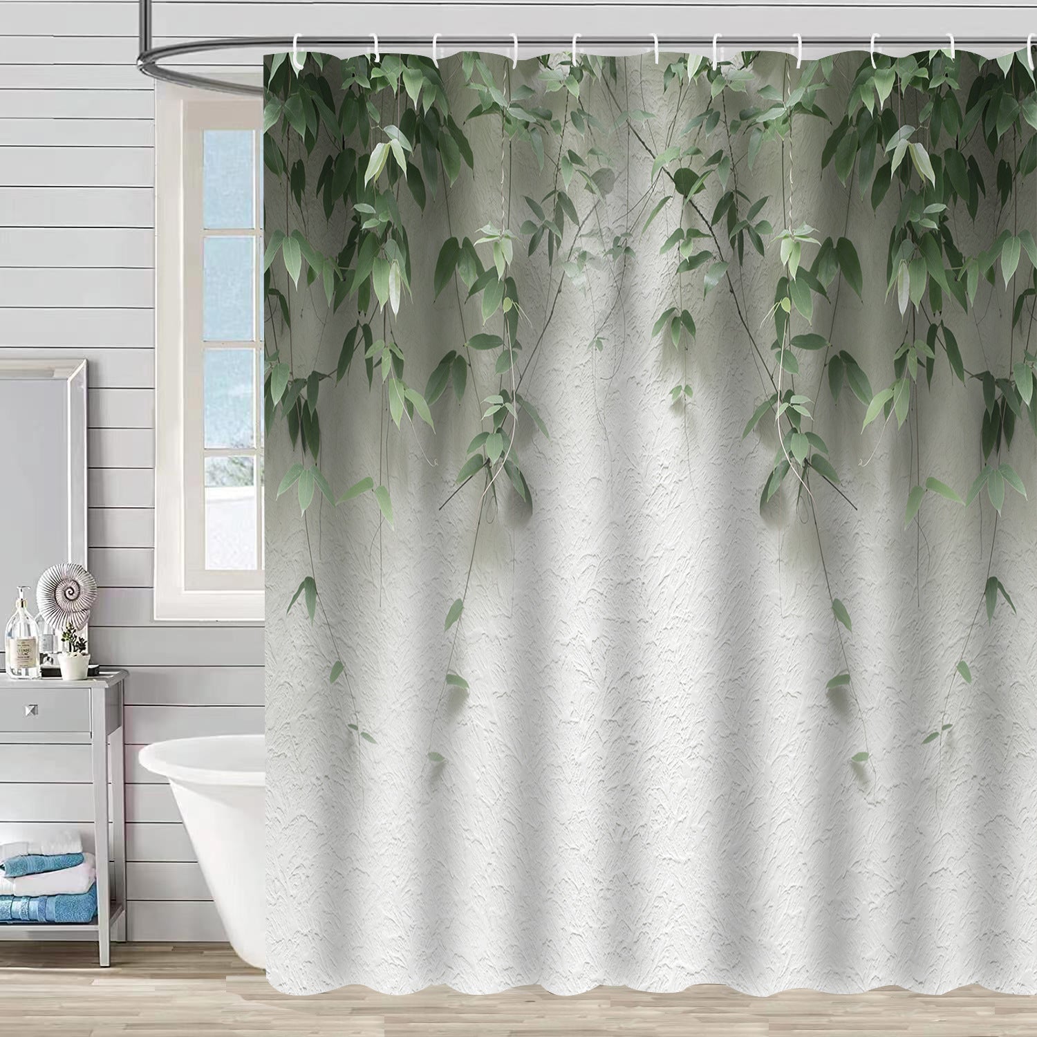 YL-37164 digital shower curtain cross-border plant flower waterproof polyester bathroom four-piece set dry and wet separation moisture-proof