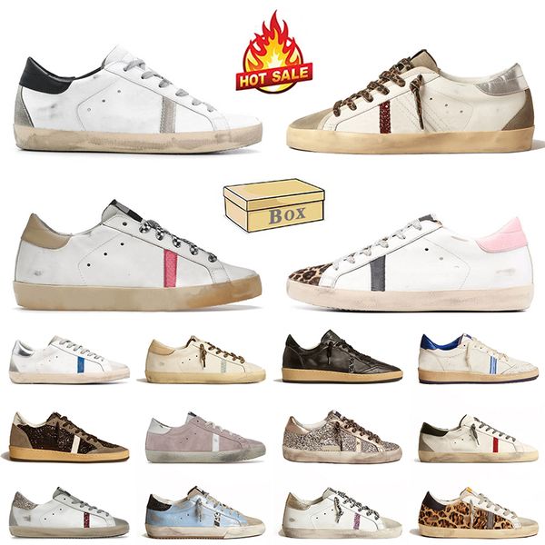 With Box Luxury Women Mens Designer Casual Shoes Ball Star Genuine Leather White Pink Silver Glitter trainers Platform Vintage Sneakers Loaf