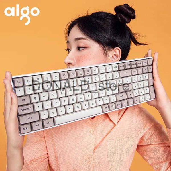 Keyboards Aigo A100 Gaming Mechanical Keyboard 2.4G Wireless USB Type-c Wired Blue Switch 100 Key Hot Swap Rechargeable Gamer Keyboard J2401