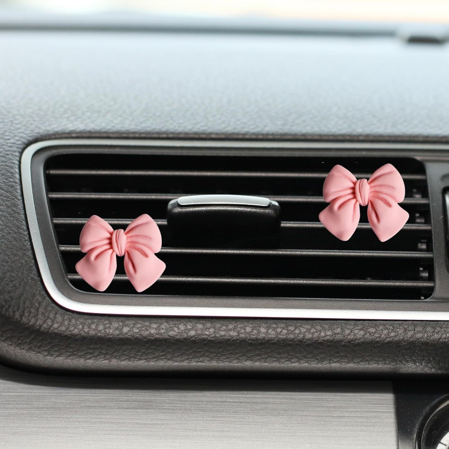 TEMU 2pcs Pink Bow Car Air Fresheners - Cute Floral-like Decoration, For Women & Girls - Vehicle Interior Decor - Birthday-valentine's Gift Ideas -