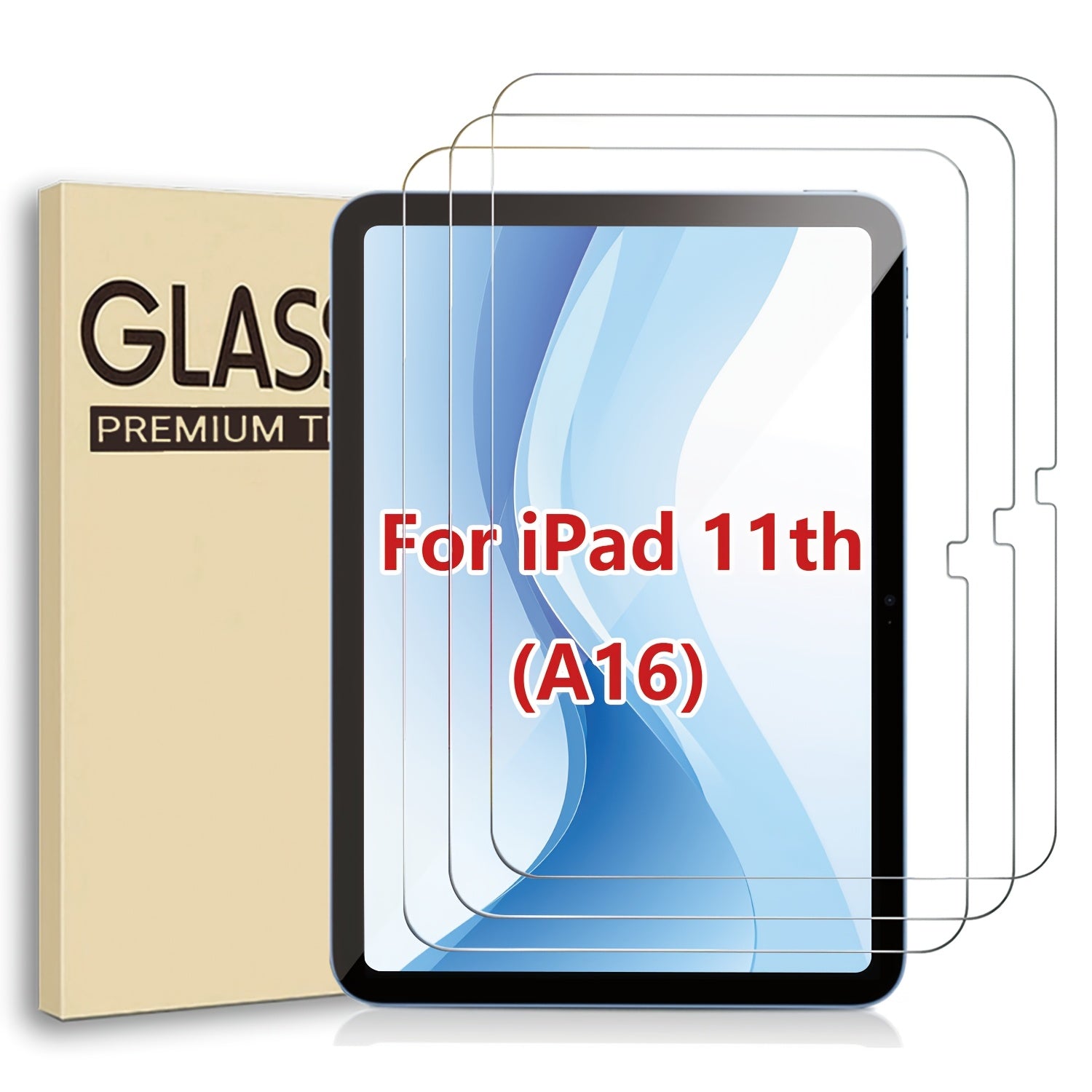 TEMU 3pcs Tempered Glass Screen Protector For Ipad 11th Gen 2025 (a16) A3355 A3356 And Ipad 10th Gen 2022 - , , Anti-fingerprint, Compatible With