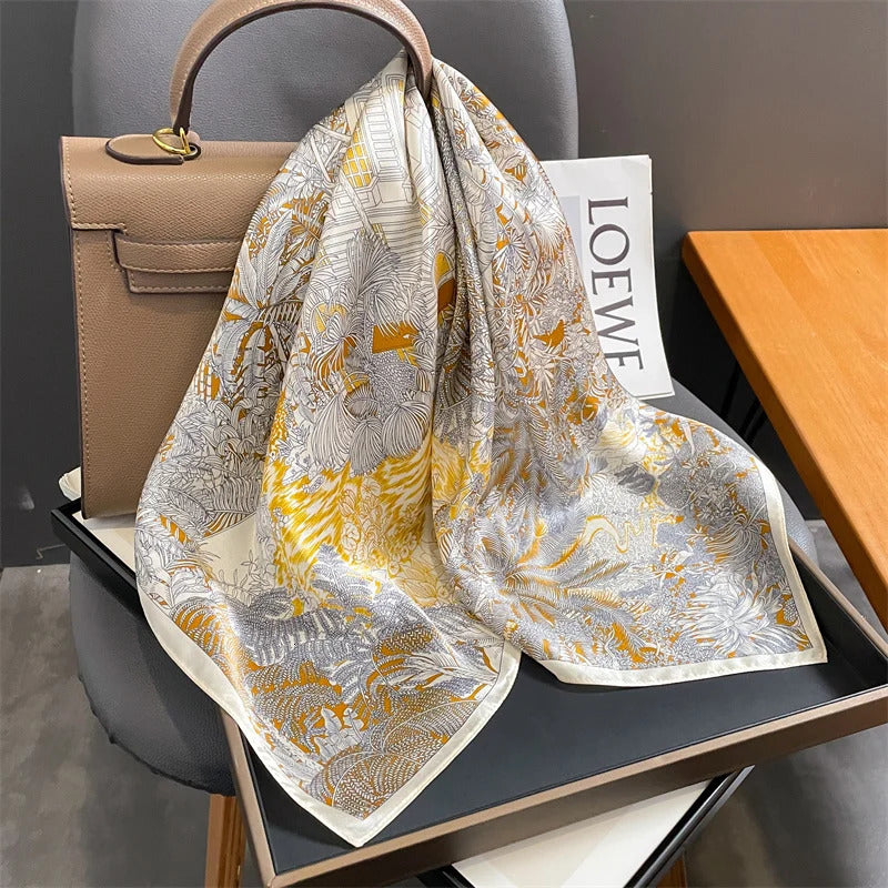 100% Real Silk Scarf Natural Shawl Wraps Women Ladies Fashion Scarves Foulard Bandana Square Headband Hijab Poncho Pashmina 241218