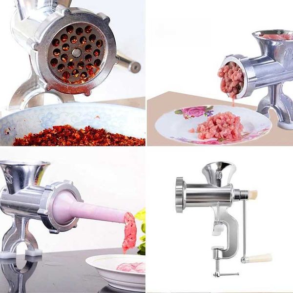 Hand-cranked Meat Grinder Household Meat Cutting Machine Manual Small Sausage Making Machine Aluminum Alloy Clip Type Blender B240803