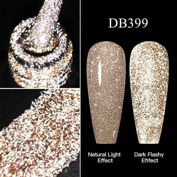 Reflective Glitter Gel Nail Polish Champagne Silver Pink Semipermanent Varnishes Soak Off UV LED Art Decoration 241024