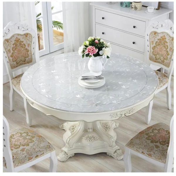 Round Transparent Soft PVC Tablecloth, Waterproof, Oilproof, Living Room, Dining Tables, Kitchen Desk Protector,1.5mm (5.33