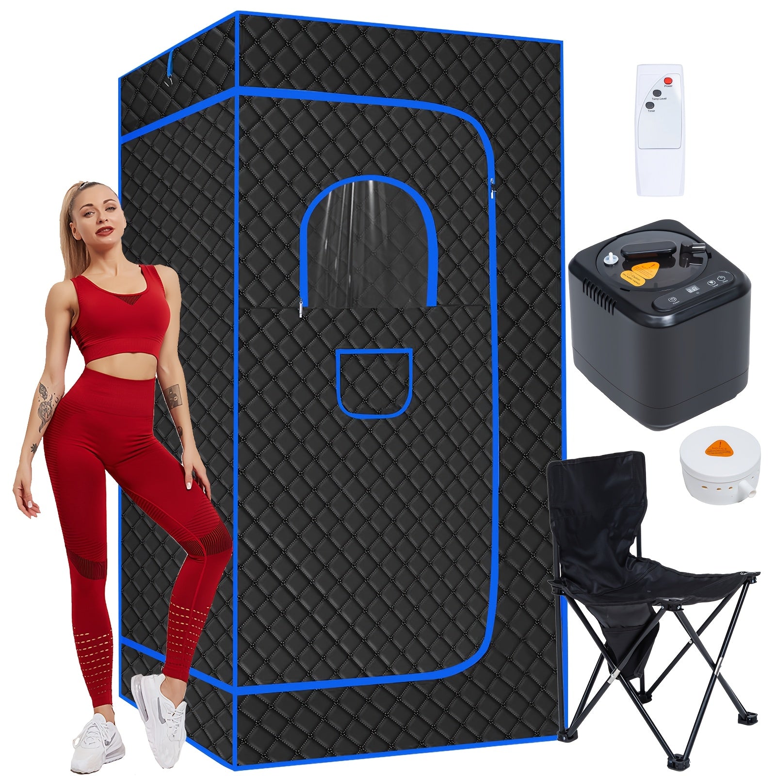 TEMU Portable For Home, Personal Sauna With 3l-1200w Steamer, Folding Chair, Remote Control, Heating, Composite Fiber Material, Plug, 110v - Body