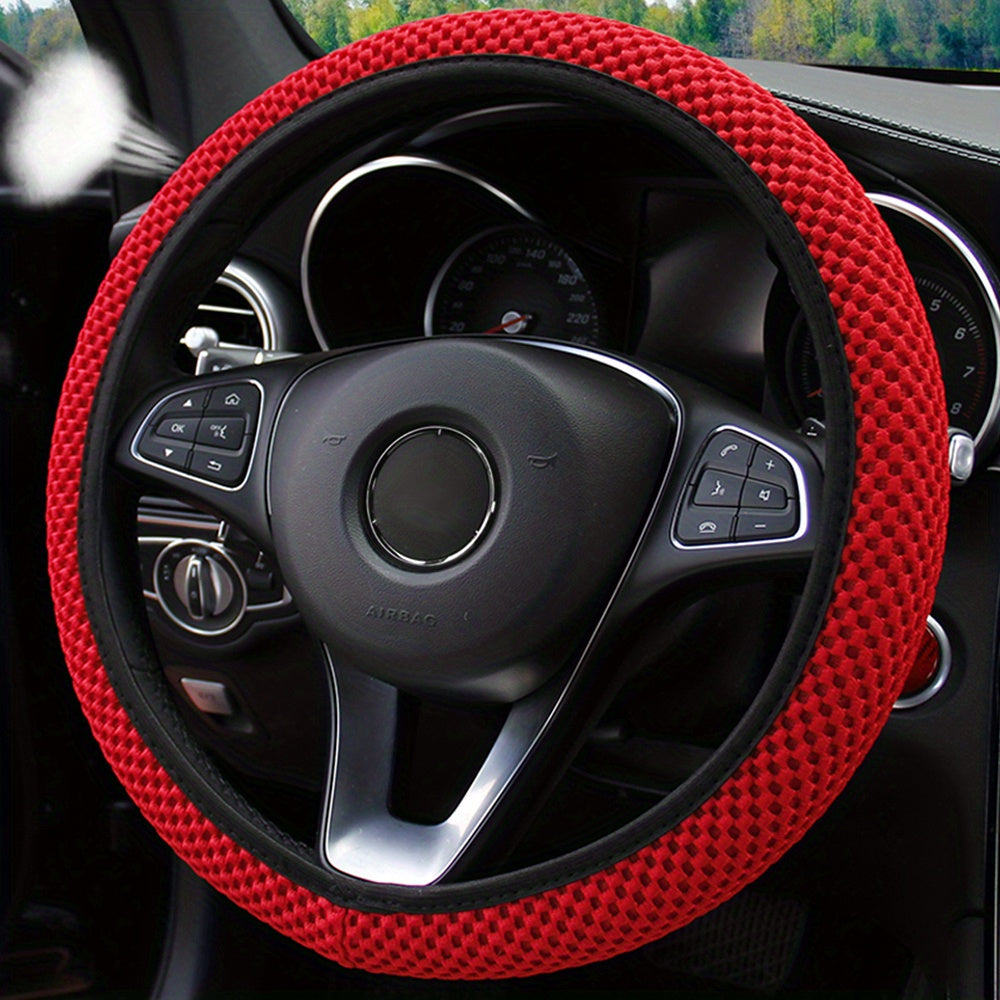 TEMU Three-dimensional Mesh Breathable Sweat-absorbing Comfortable Non-slip Car Steering Wheel Cover, Without Suitable For 37-38cm Auto Parts