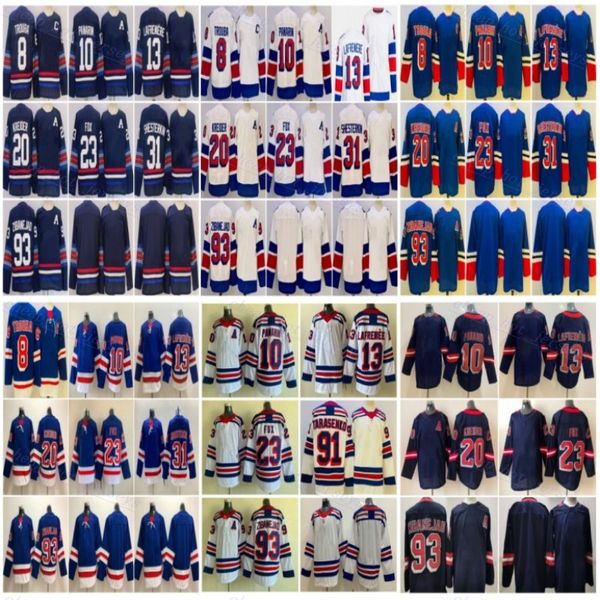 Mens Hockey 73 Matt Rempe 31 Igor Shesterkin Jersey Reverse 8 Jacob Trouba 24 Kaapo Kakko 20 Chris Kreider 23 Adam Fox Alexis Lafreniere Art